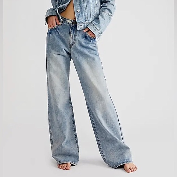Free People Denim - Free People OneTeaspoon Jackson Slouchy Wide Leg Jeans Sunbleach Blue 27